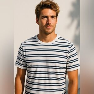 100% cotton Paul Smith Collection white navy striped t shirt men’s large